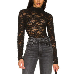 Bardot 'Vezza' Black Mockneck Lace Bodysuit Size M